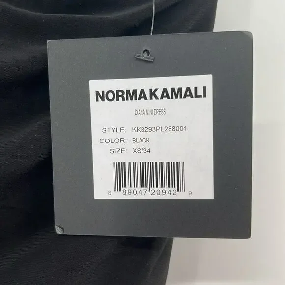 Norma Kamali Diana Mini Dress - Black - XS - New with tags